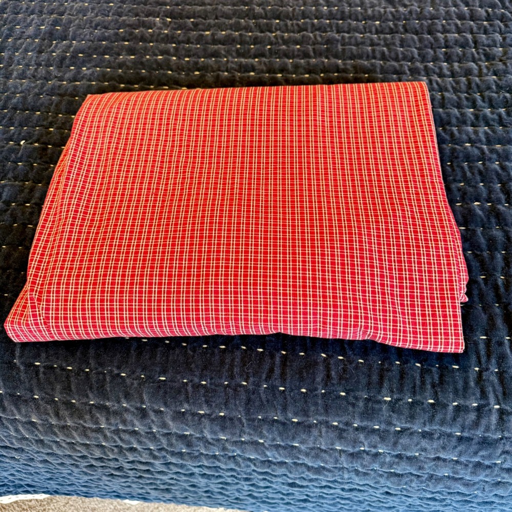 Nautica Queen Size Tattersal Red White Plaid 100% Cotton Bed Skirt 15" Drop - Picture 9 of 9